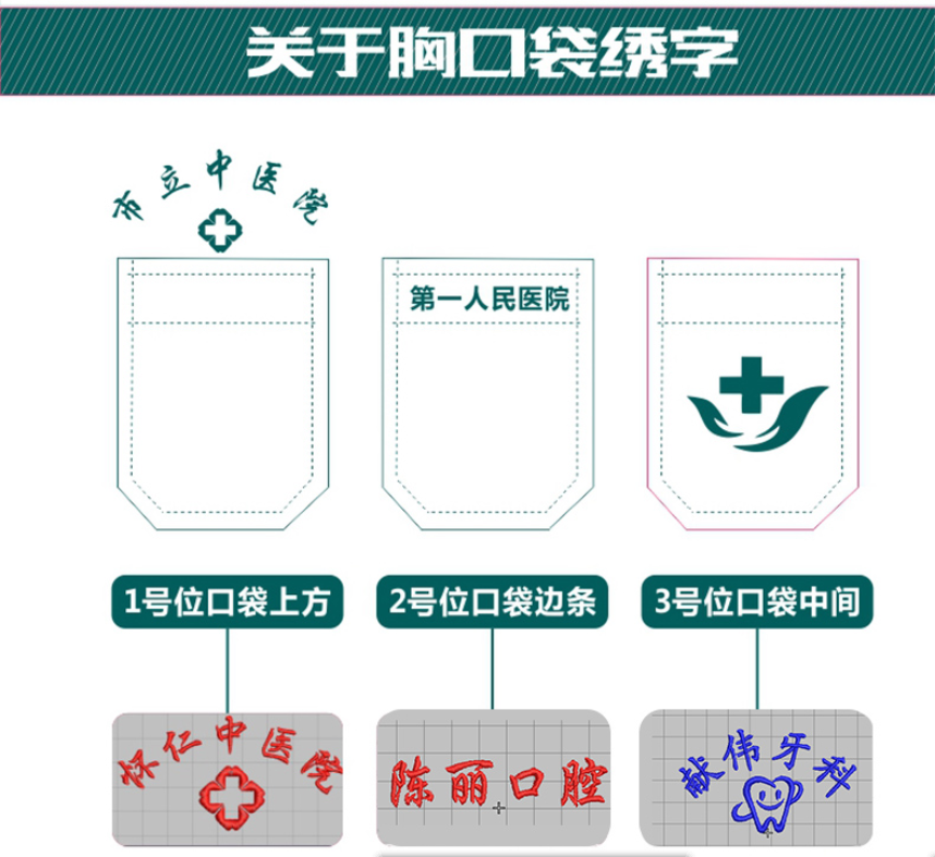 醫院醫生長袖白大褂印制logo效果圖展示