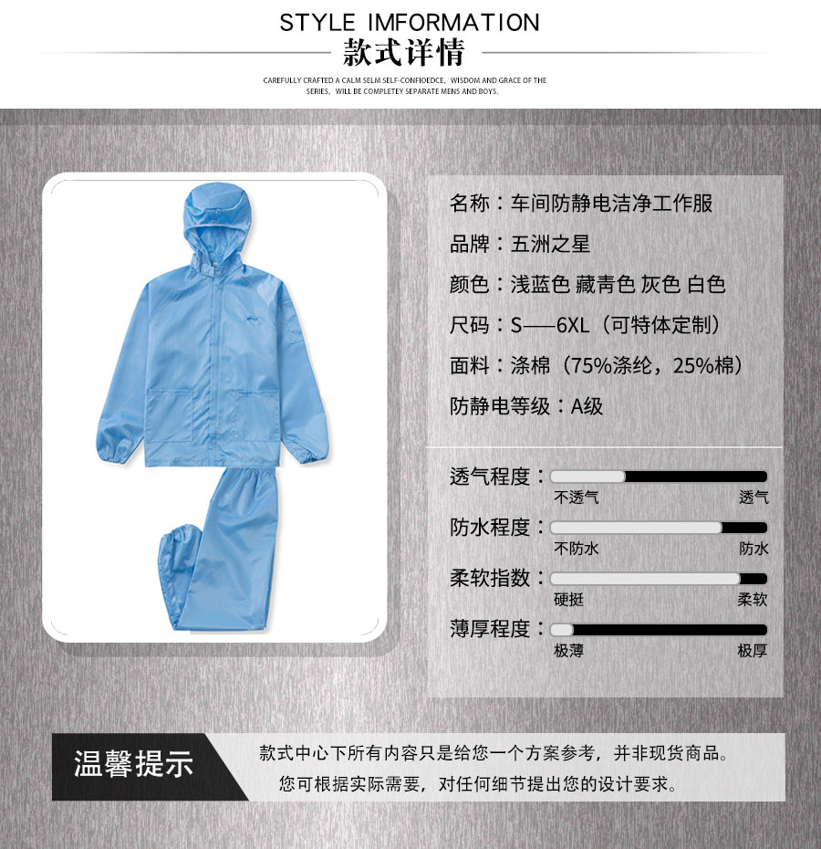 車(chē)間防靜電潔凈工作服—款式詳情